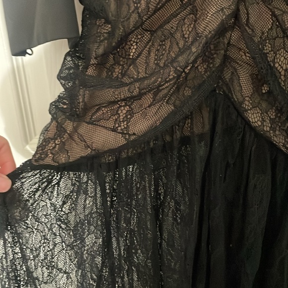 HOUSE of CB Griffe Black Lace Super Plunge Maxi Dress Sheer Black Dark Fairy - Picture 6 of 11